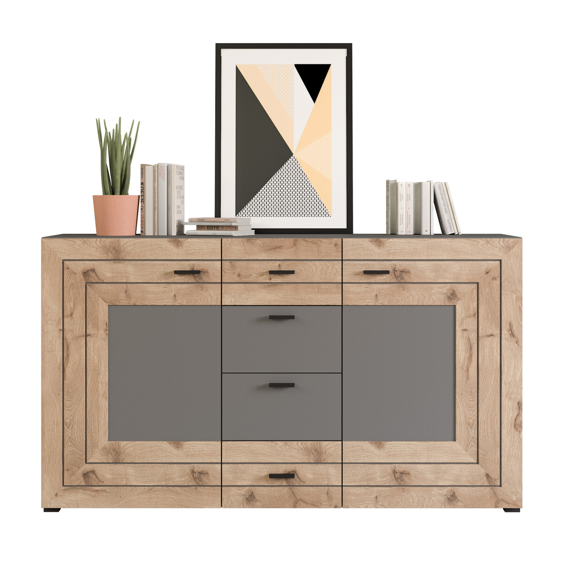 Sideboard FRENO - grau - Nox Oak - 160 cm