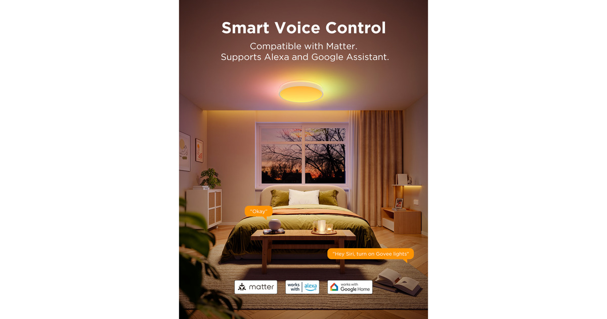 GoveeSmart Ceiling Light Pro lamp  (Wit, Ø 38 cm, 2,4GHz wifi, Bluetooth)