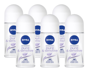 Nivea Pure & Sensitive Roll-on Voordeelverpakking 6x50ML