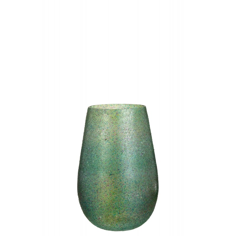 Photophore en verre vert 17,5x17,5x26,5cm