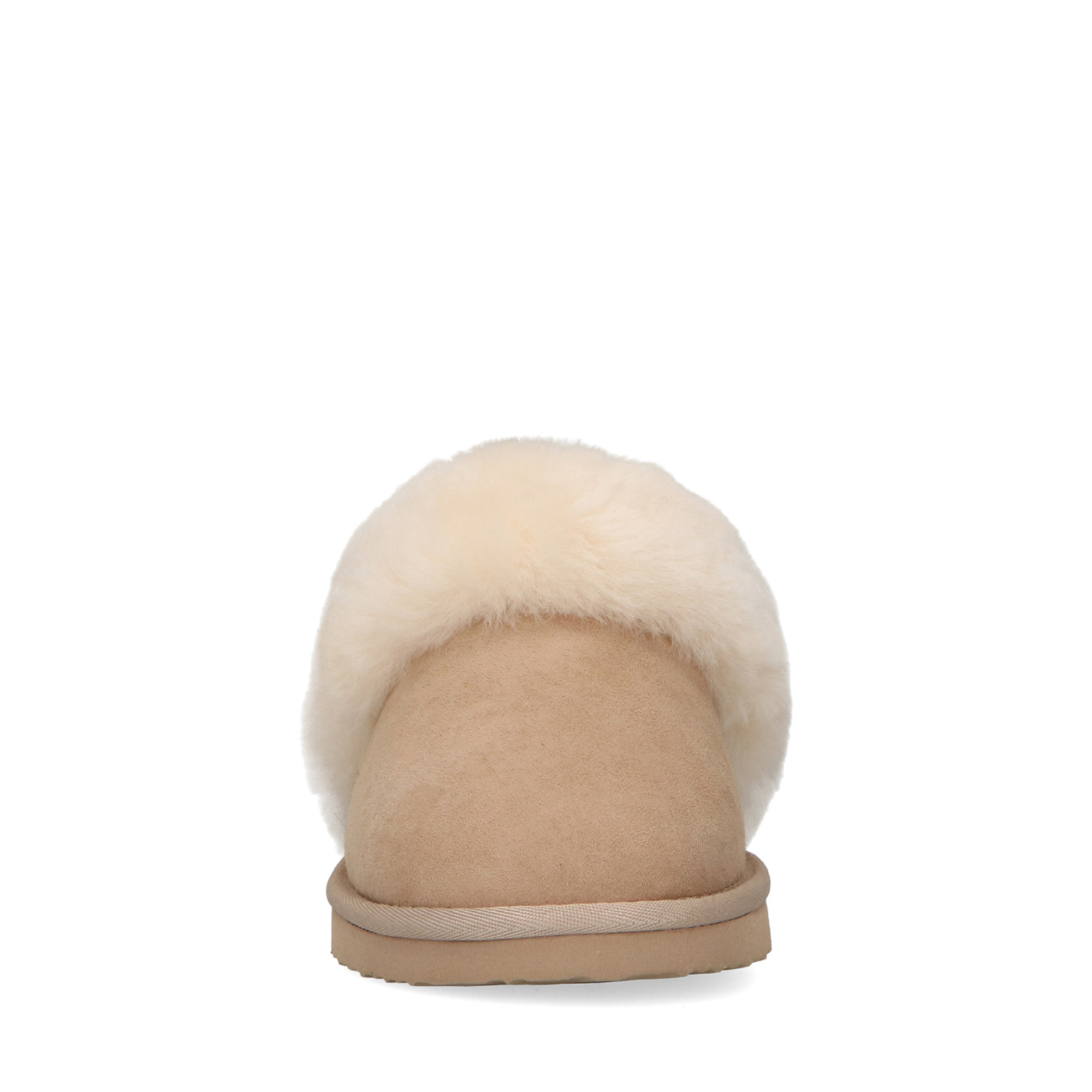 Beige pantoffels met wollen voering