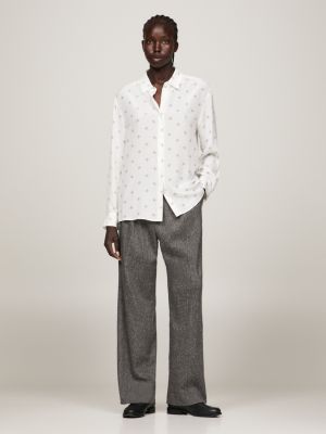 Camisa Relaxed de Seda com Monograma TH