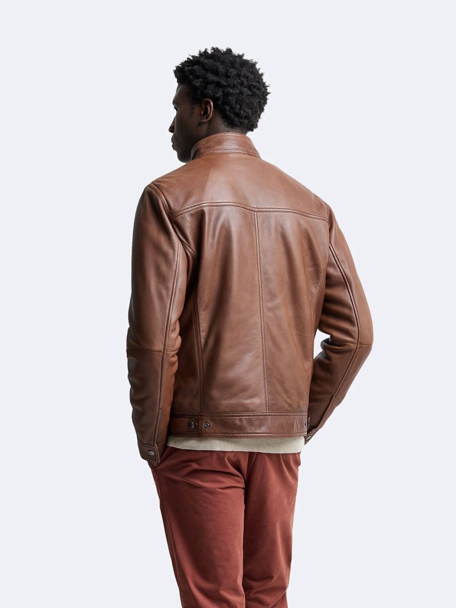 Blouson en cuir col montant