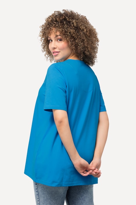 T-Shirt, A-Linie, Tunika-Ausschnitt, Halbarm