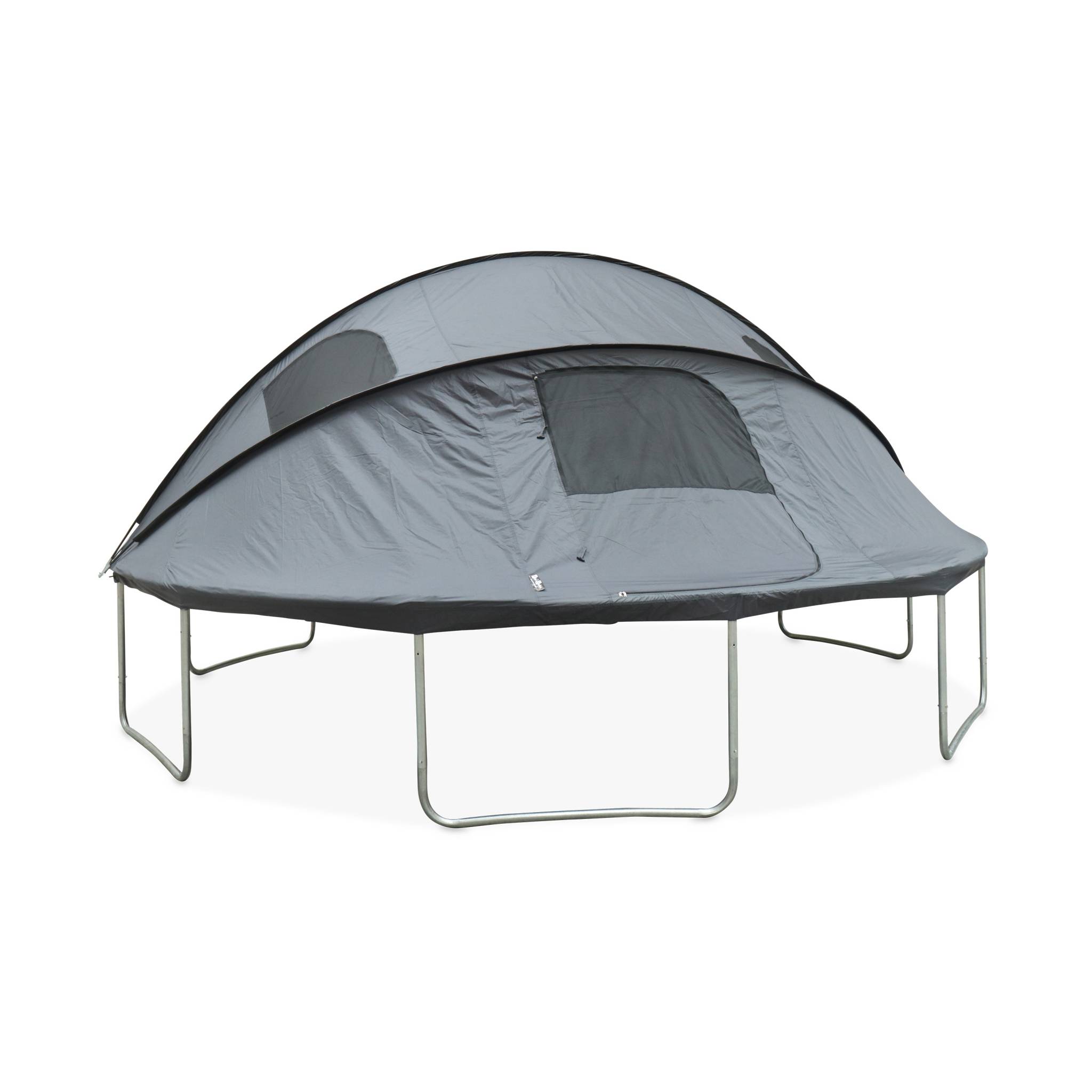 Trampoline 490cm bleu avec pack d'accessoires + tente de camping