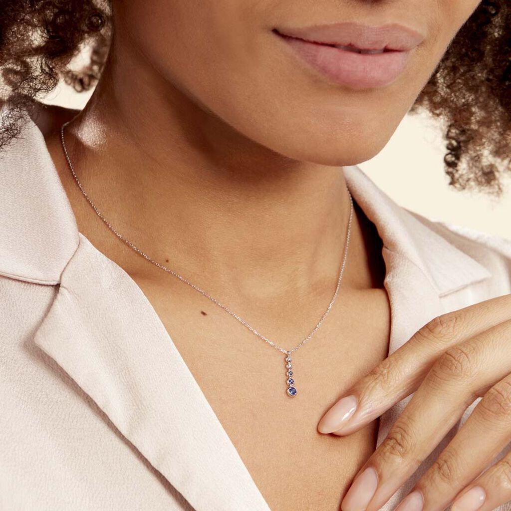 Collier Josephine Or Blanc Saphir Et Diamant