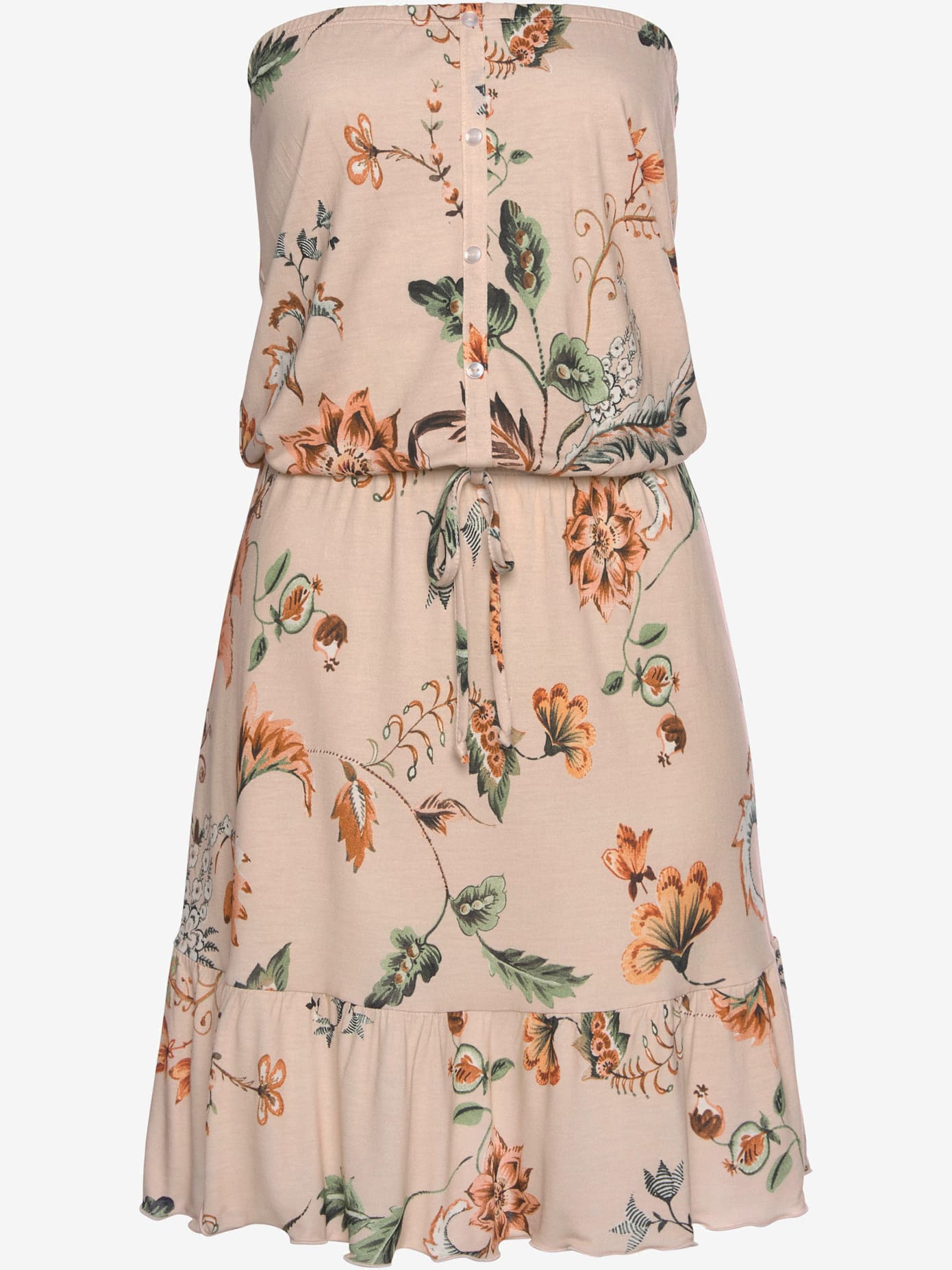 Robe bustier, patte de boutonnage décorative