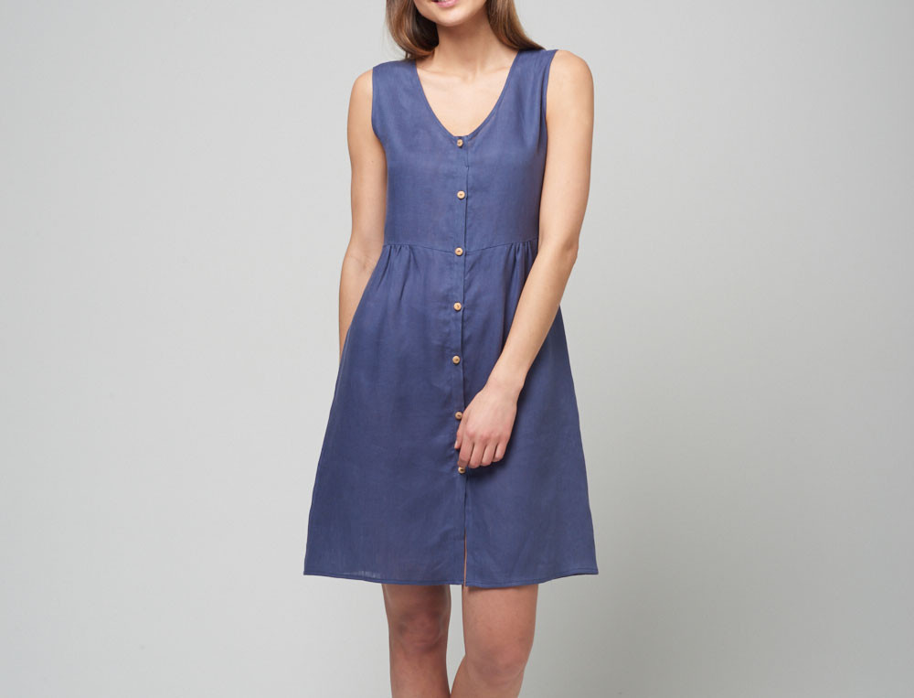 Robe bleue-Jour de plage