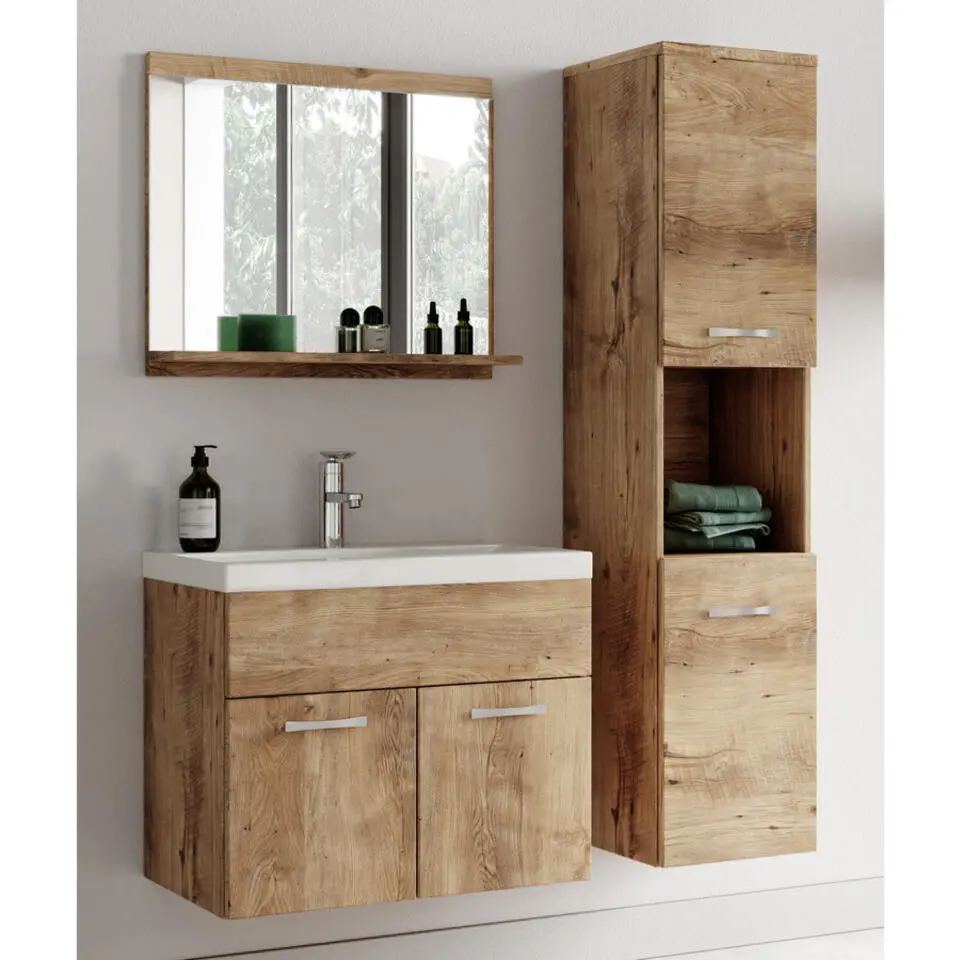 Badplaats Badkamermeubel Montreal 60 x 35 cm – Kastanje Eiken – Wastafel met