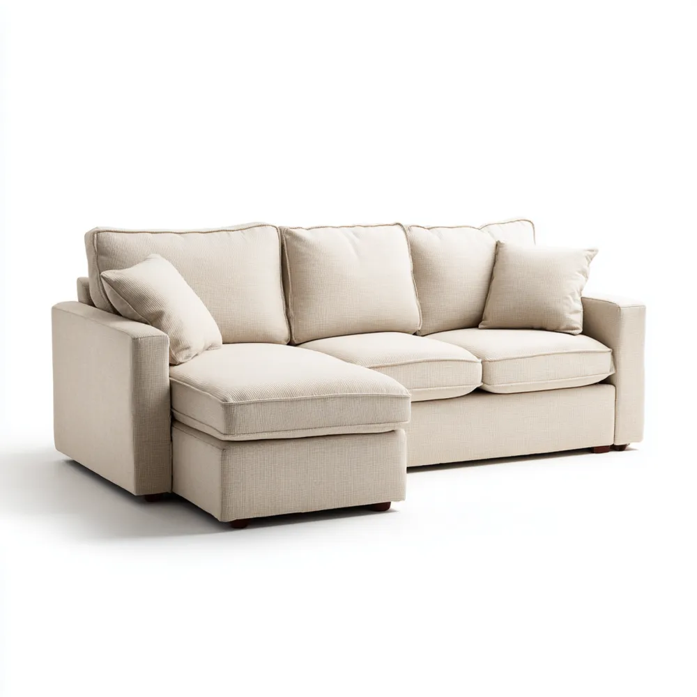 Ecksofa Stoff 250x150x85 cm – Beige – Moderne Funktionalität