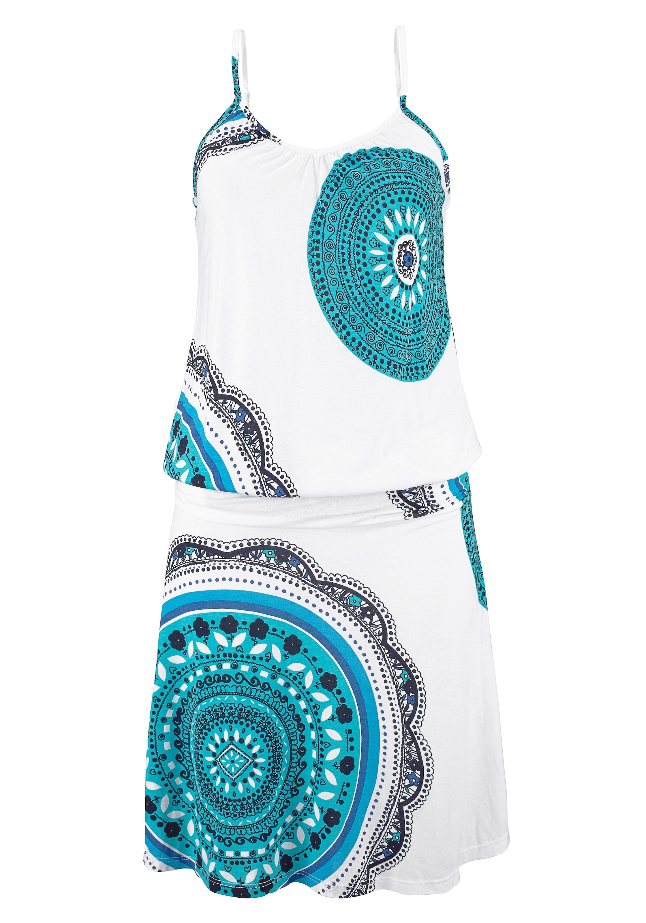 Beachtime Strandkleid mit Alloverprint und verstellbaren Trägern, Sommerkleid, Jerseykleid