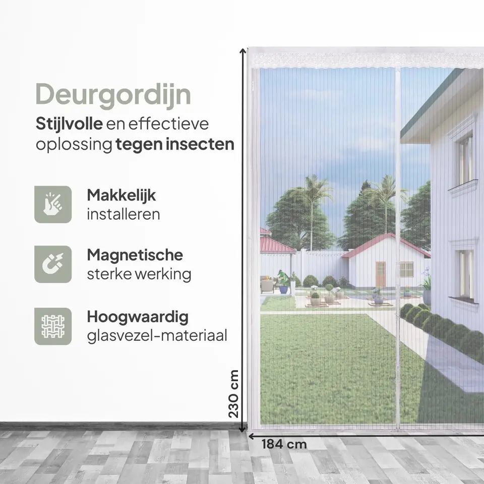 O'DADDY Deurgordijn Deluxe FIBER 184x230 - Magnetisch Vliegengordijn Wit