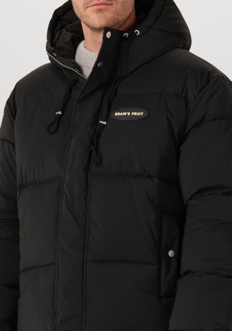 zwarte bram's fruit gewatteerde jas hooded puffer jacket