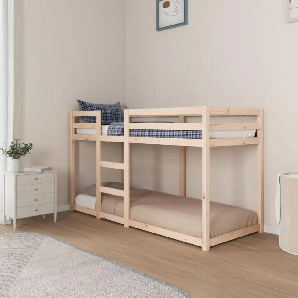 vidaXL - Stapelbed met zijladder - Naturel - Massief grenenhout - 75x190 cm