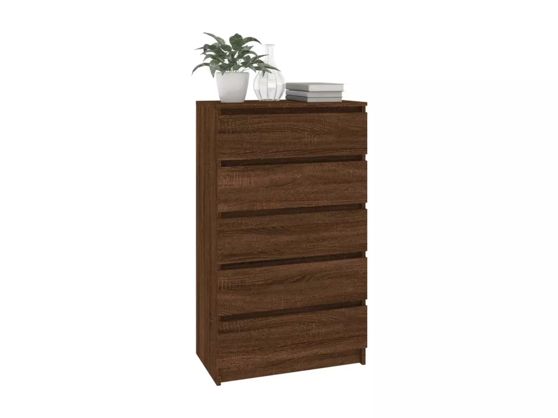 Commode Chêne marron 60x36x103 Bois d'ingénierie