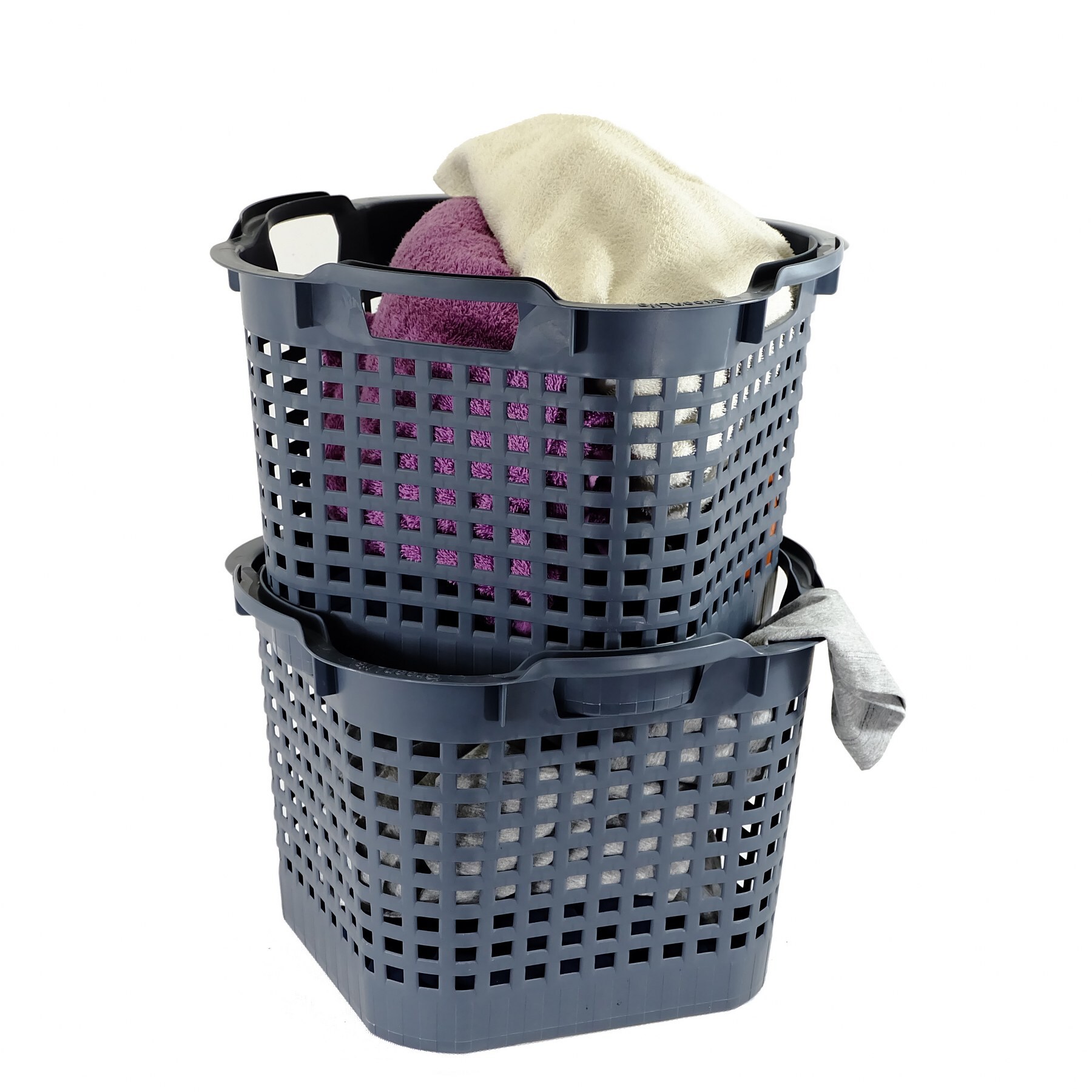 GreenLife Uni-Korb 25 kg, 3 Stück, drehstapelbar, grau