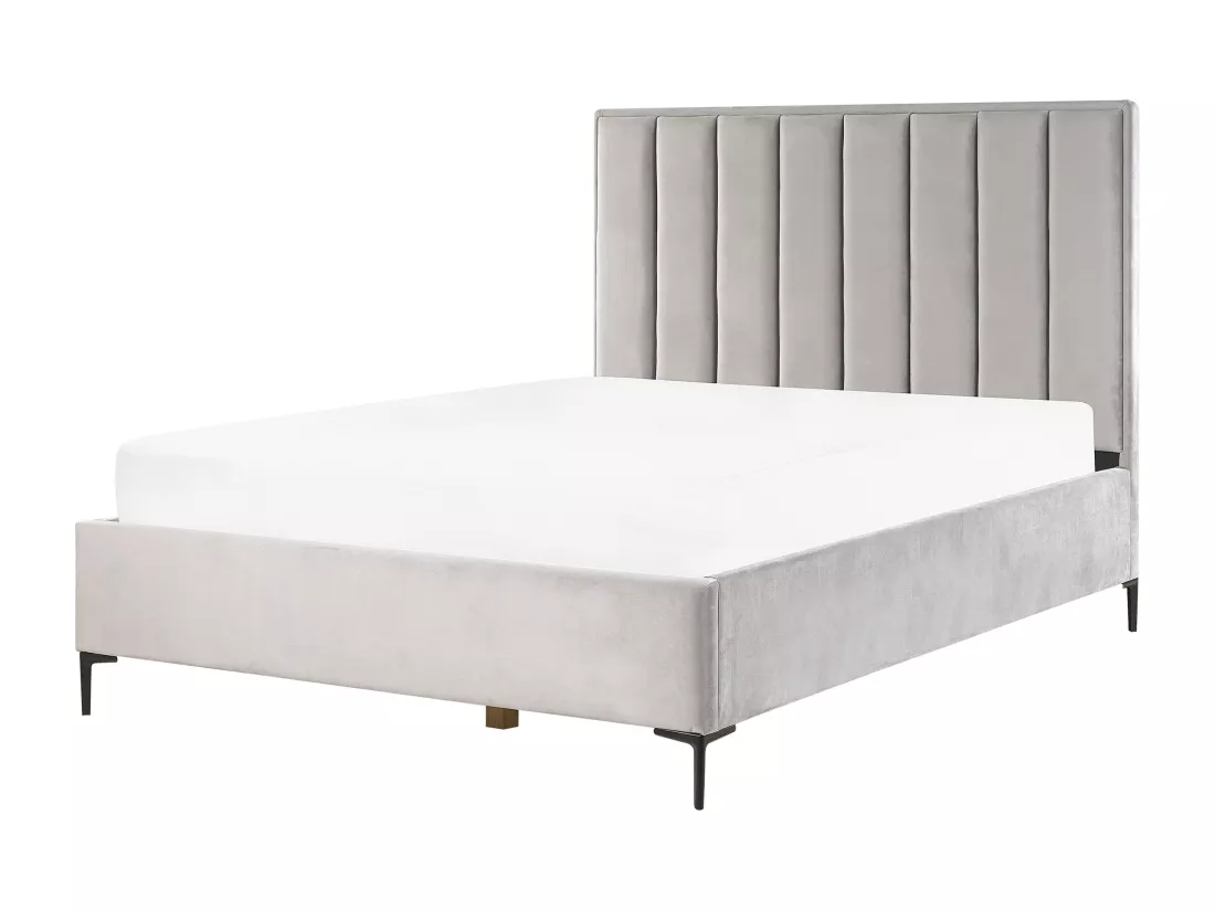 Ensemble de chambre Velours SEZANNE 160 x 200 cm Gris clair
