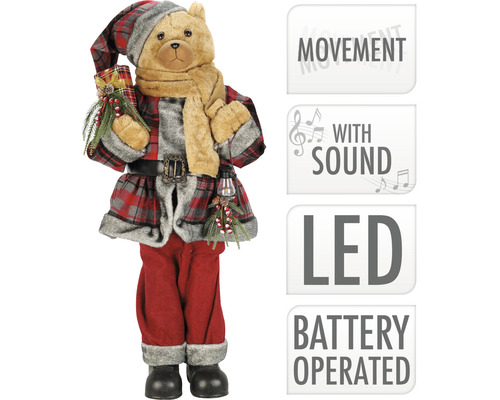 Lichtgevende berenfiguur, dansend, 95 cm, koel wit