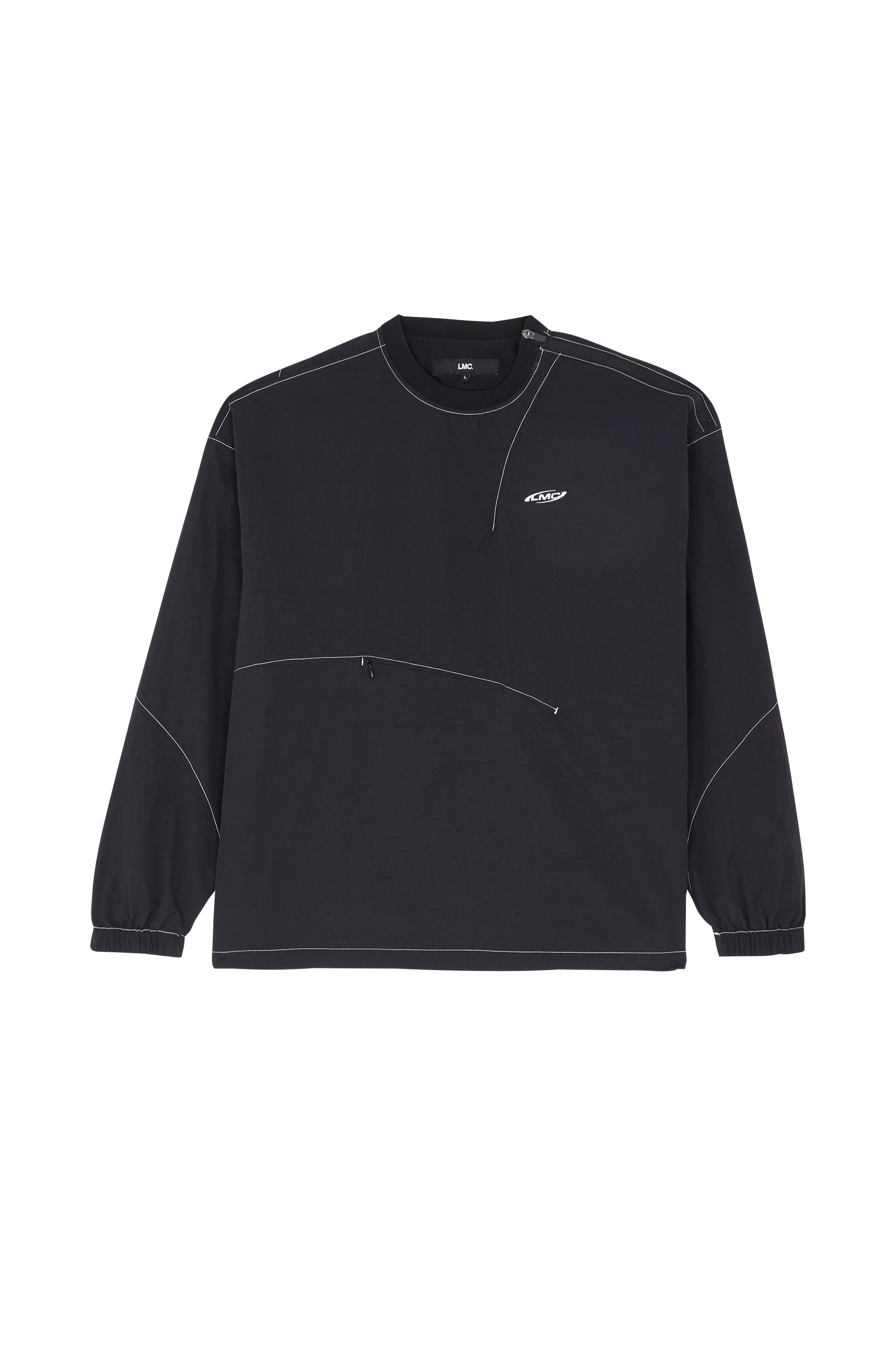 LOST MANAGEMENT CITIES T-shirt ACTIVE GEAR NYLON CURVED DART CREW NECK Noir