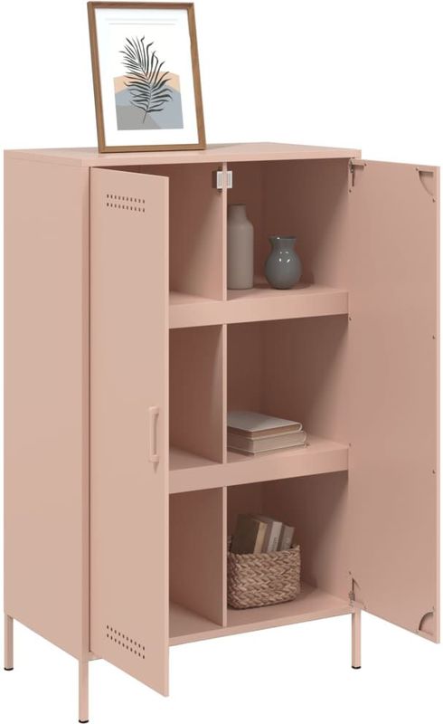 vidaXL - Hoge Kast - Roze - Staal - 6 Vakken