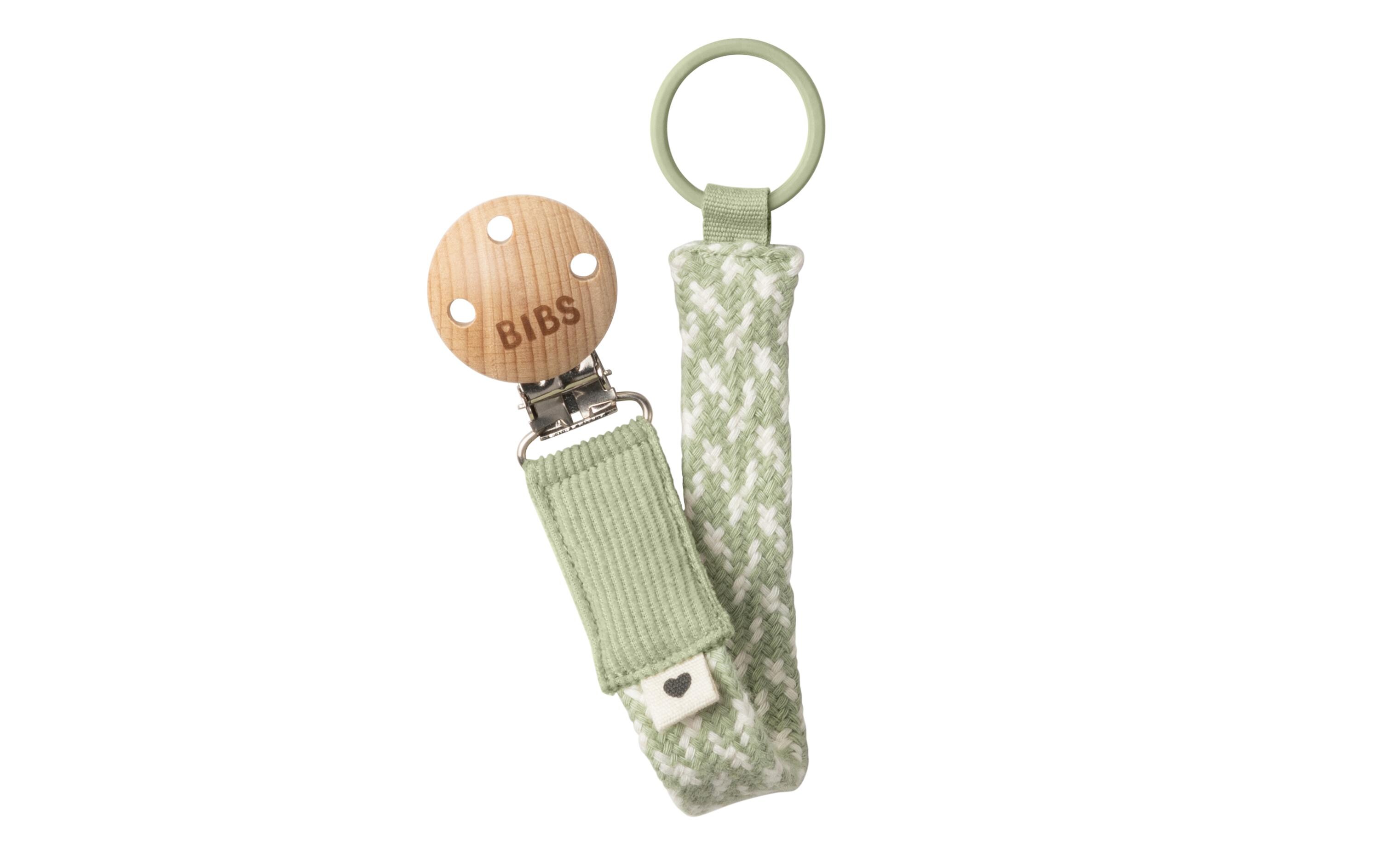 Nuggikette geflochten Sage Green/IvoryPraktischer Schnullerclip für den Alltag