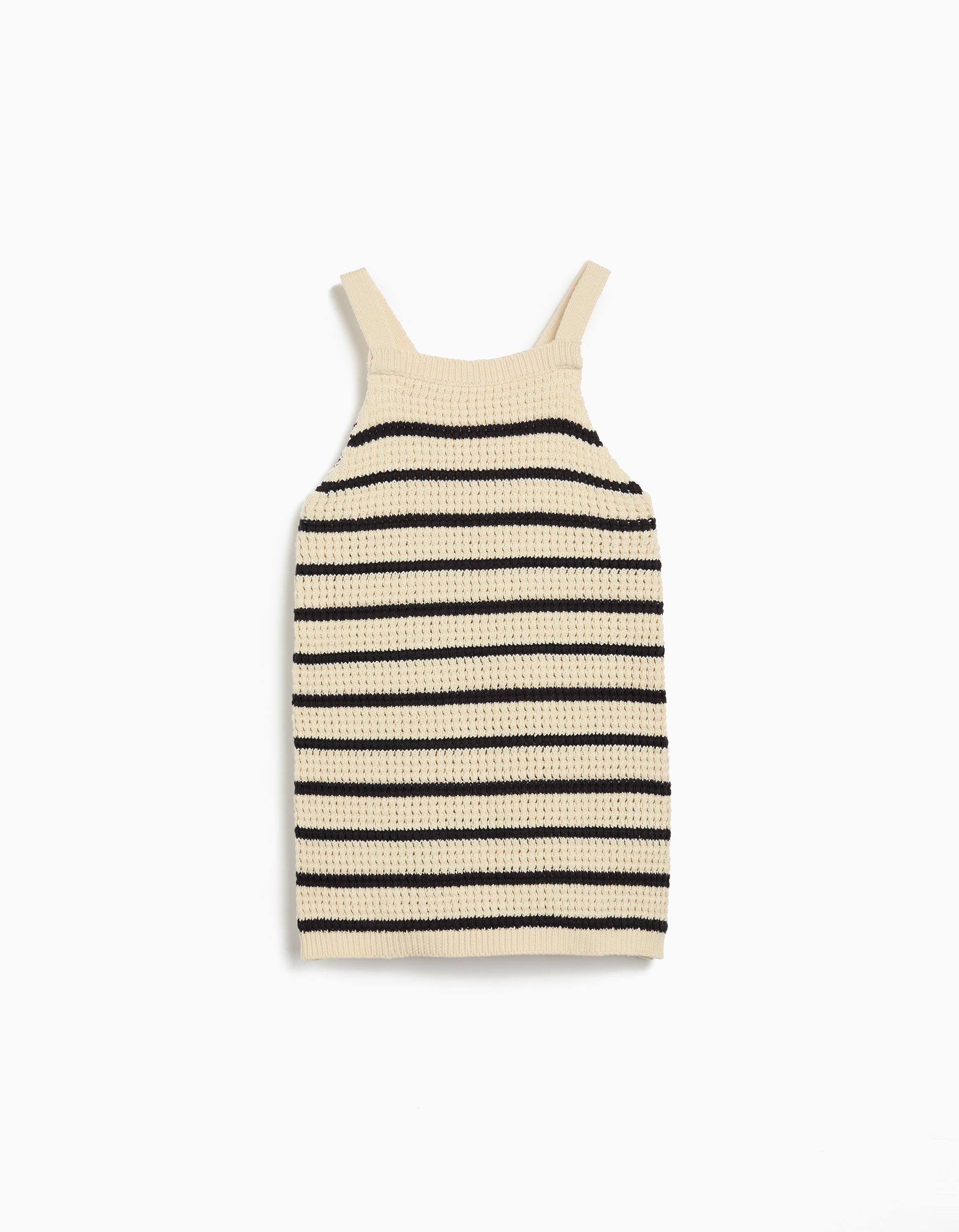 Vestido Riscas em Crochet, Menina, Cru