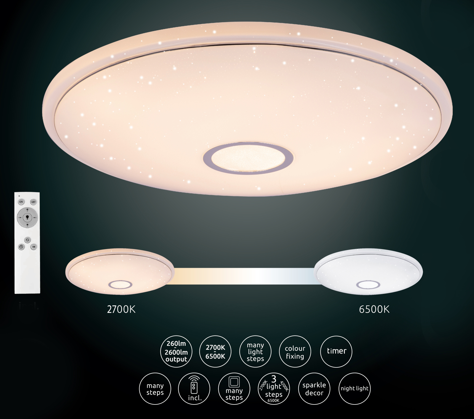LED-Deckenleuchte - weiß - Chromring - Ø 68 cm