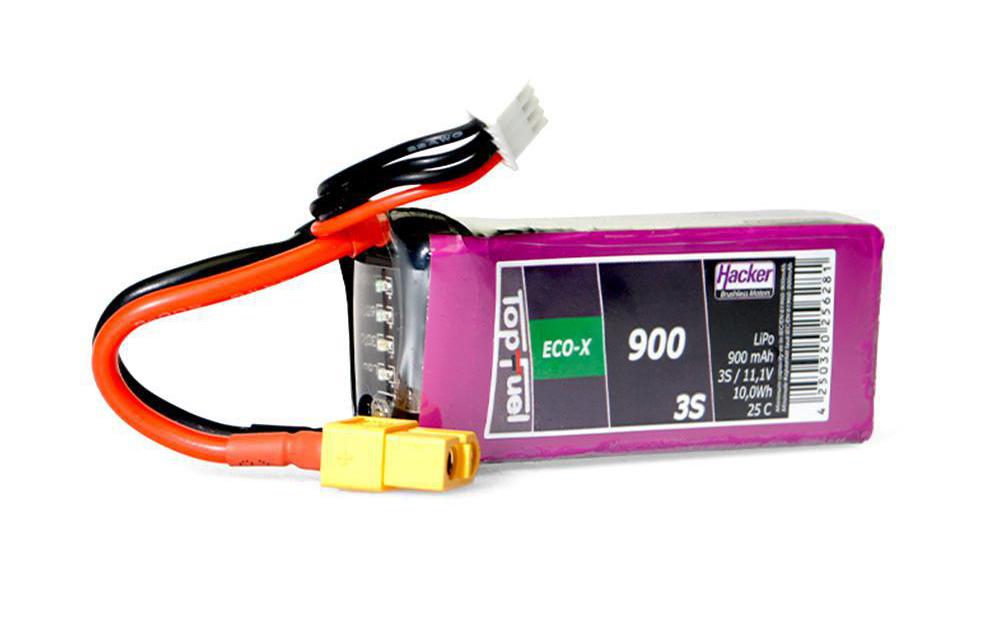 RC-Akku LiPo 900 mAh 11.1 V 25C TopFuel ECO-X3S LiPo-Akku für Flugmodelle