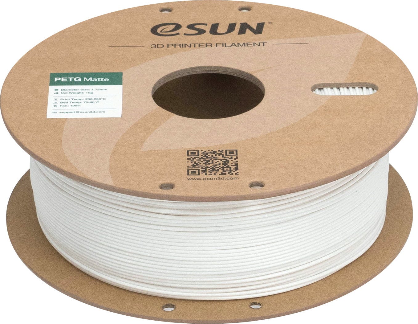 eSUN  PETG-Matte White, 1,75 mm / 1000 g    Mattes PETG Filament in White