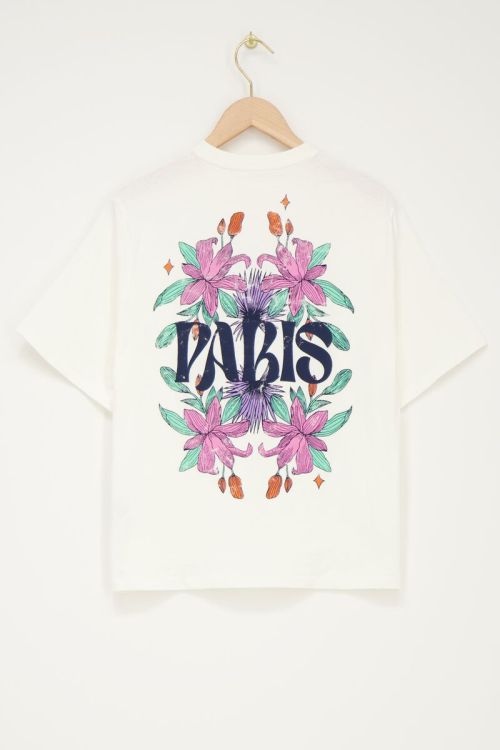 Wit T-shirt Paris met bloemen