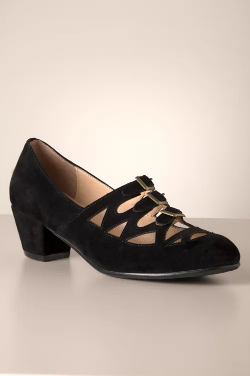 Charlie Stone Peggy suède pumps in zwart