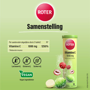 Roter Vitamine C 1000mg Weerstand Lime Lychee Bruistabletten 15ST