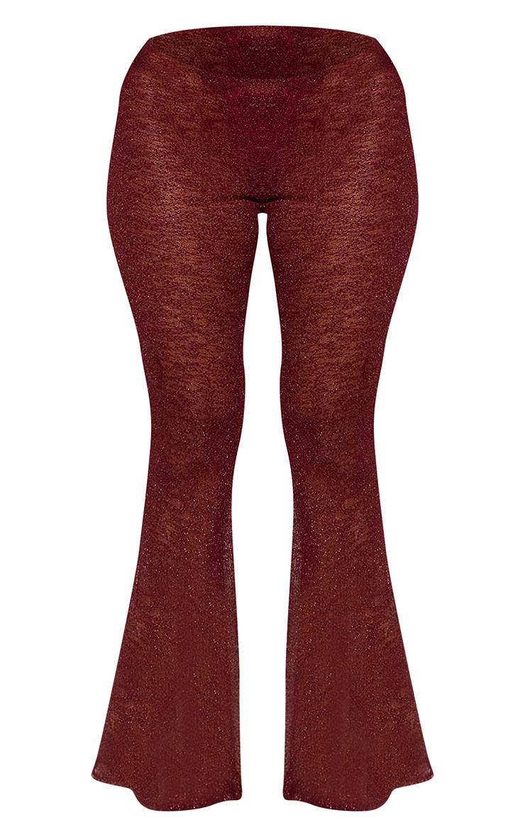 Rouge Pantalon De Plage Évasé En Voile Pailleté