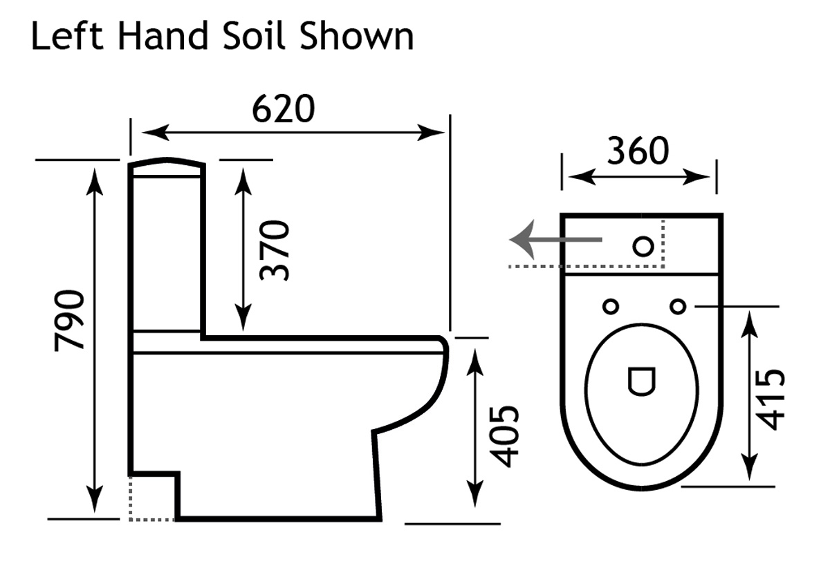 Eastbrook Dura toiletpot back to wall met aansluiting rechts wit glans