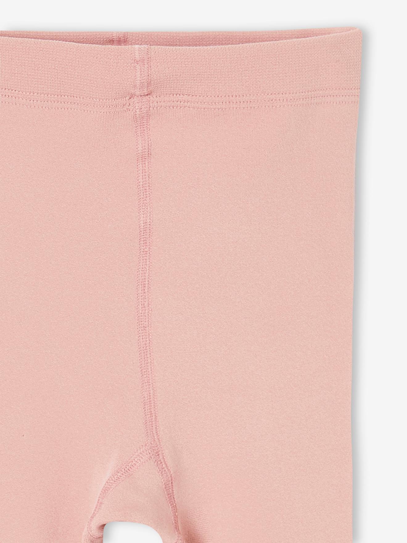 Calça legging de malha polar para meninas, azul médio liso