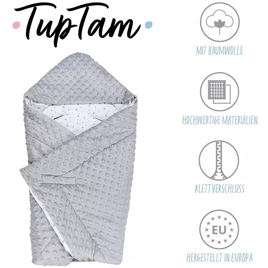 TupTam Baby Winter Einschlagdecke für Babyschale Wattiert grauweiß
