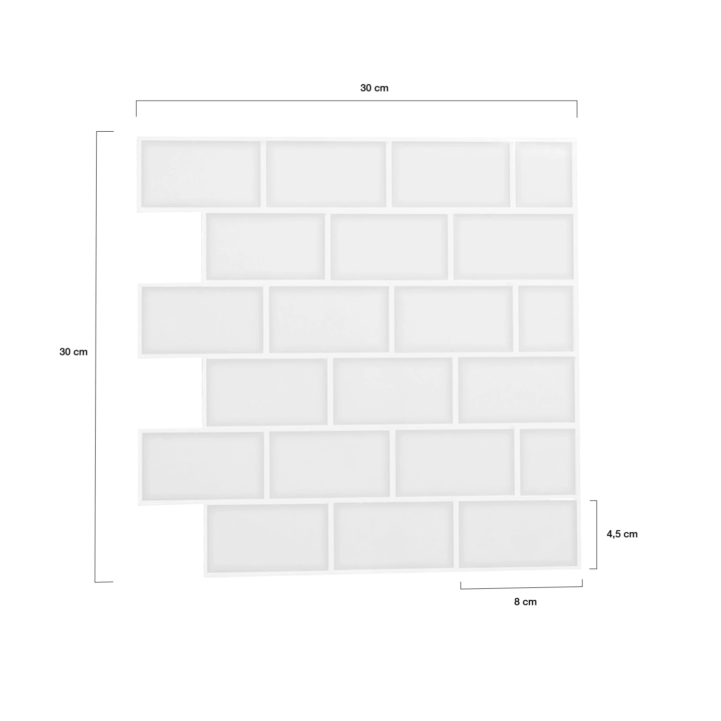 Crédence adhésive murale effet carrelage métro blanc 10 pcs 30x30 cm