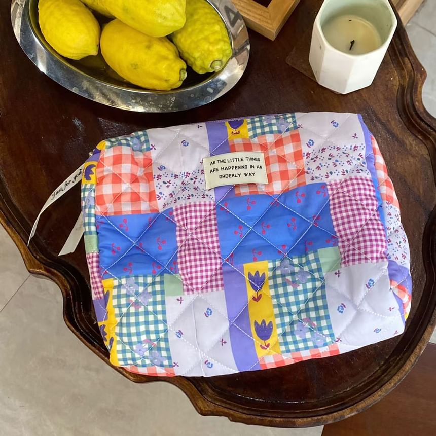 ZenlyHabit - Letterapplicatie Patchwork Stof Make-uptas / Clutch