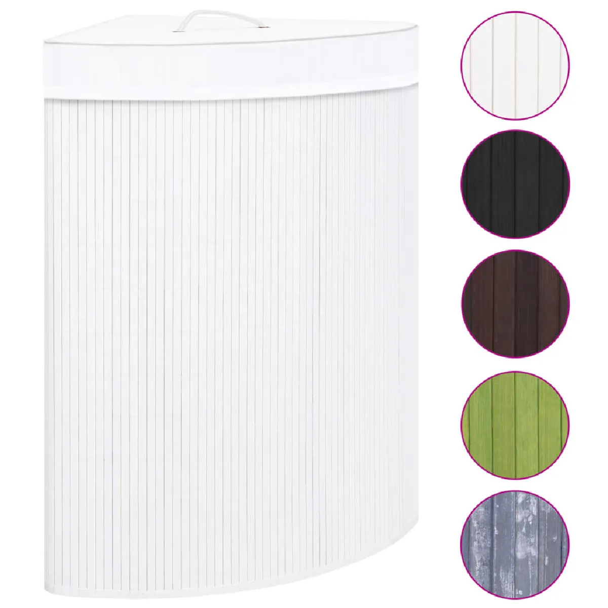 vidaXL Panier à Linge D'Angle - Bambou Blanc