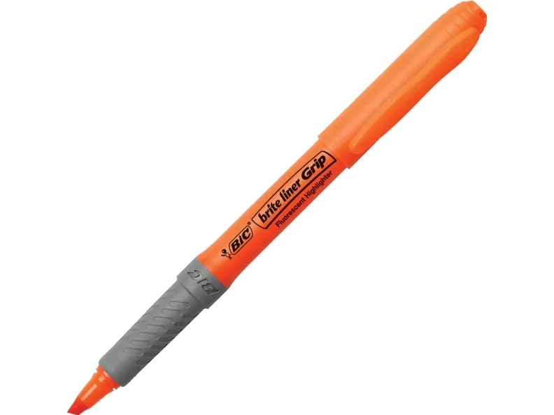 Overstregningspen BIC Highlighter Grip orange med skrå spids - (12 stk.)