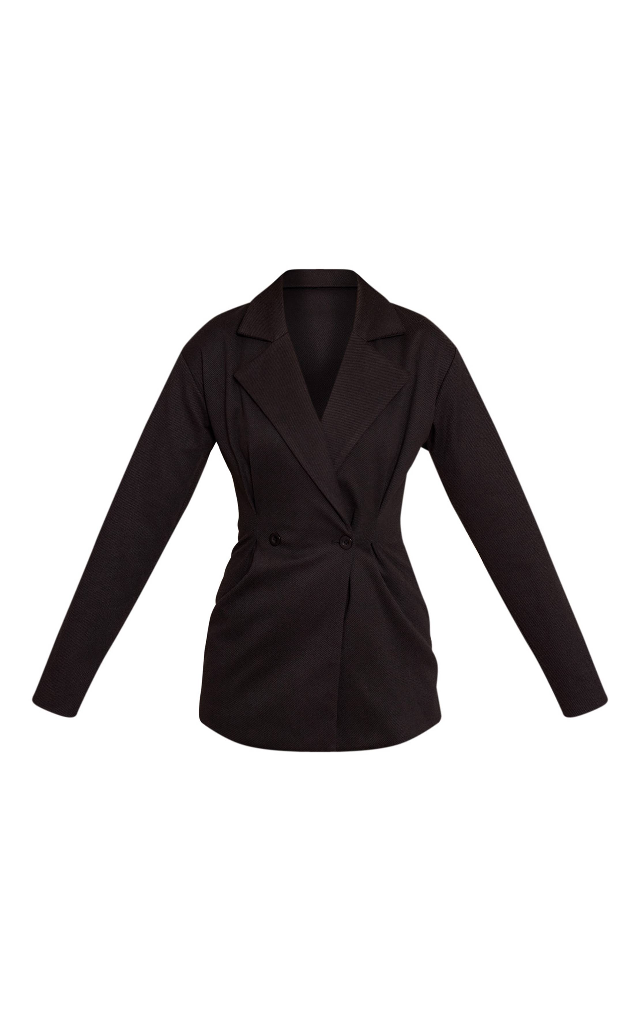 Noir Robe Blazer Cintrée Aspect Laine
