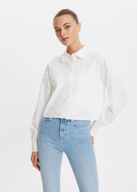 Blouse met hartjes detail off-white (WIT.O)