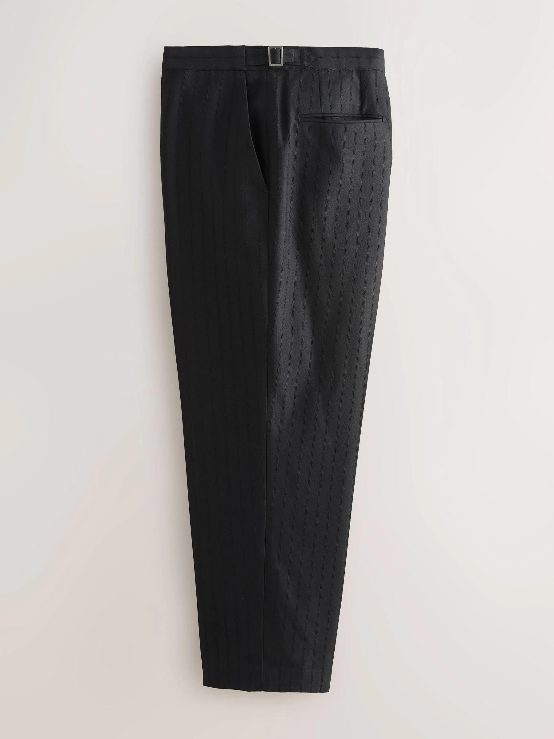 Zwart - Relaxed Fit Textured Stripe Tuxedo Suit Trousers