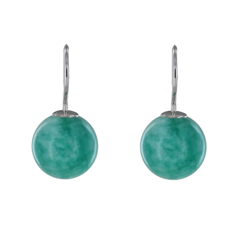 Boucles d'Oreilles Argent Billes d'Amazonite