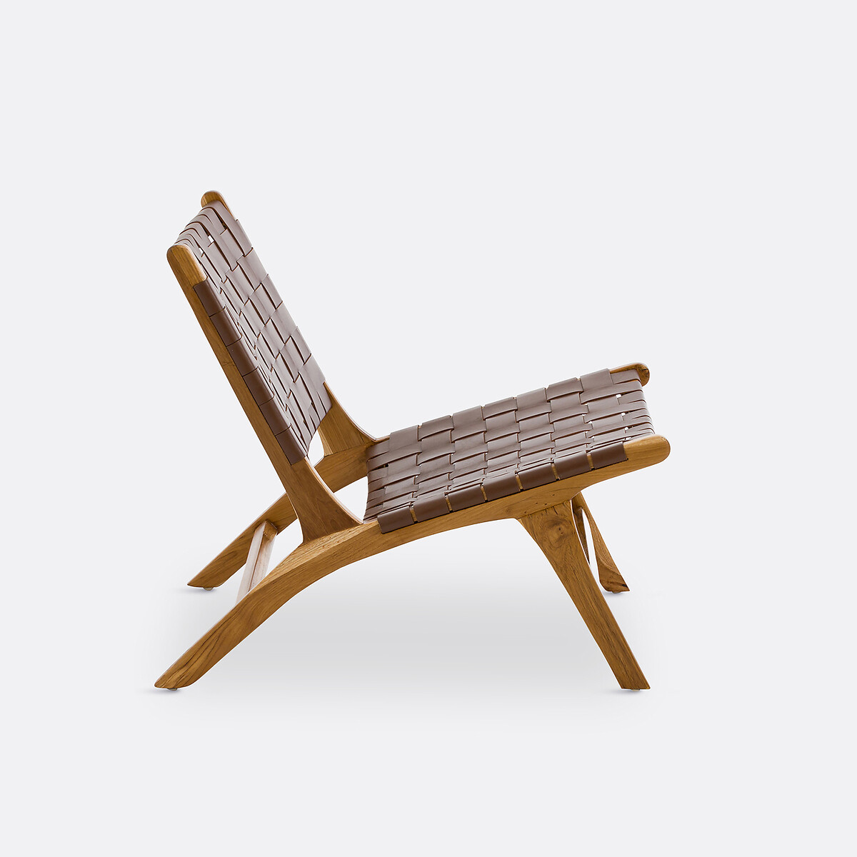 LA REDOUTE INTERIORS<br>Poltrona de teca e couro, Amanda