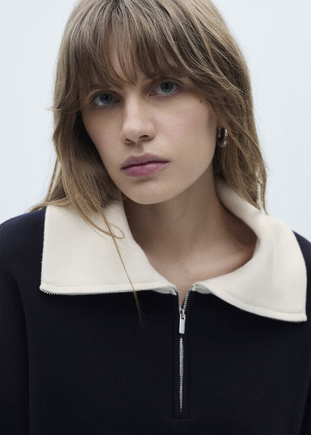 MANGO Sweater with contrasting collar Navy
