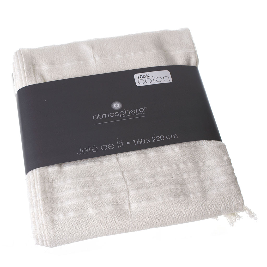 Jeté de lit coton ivoire 160x220cm