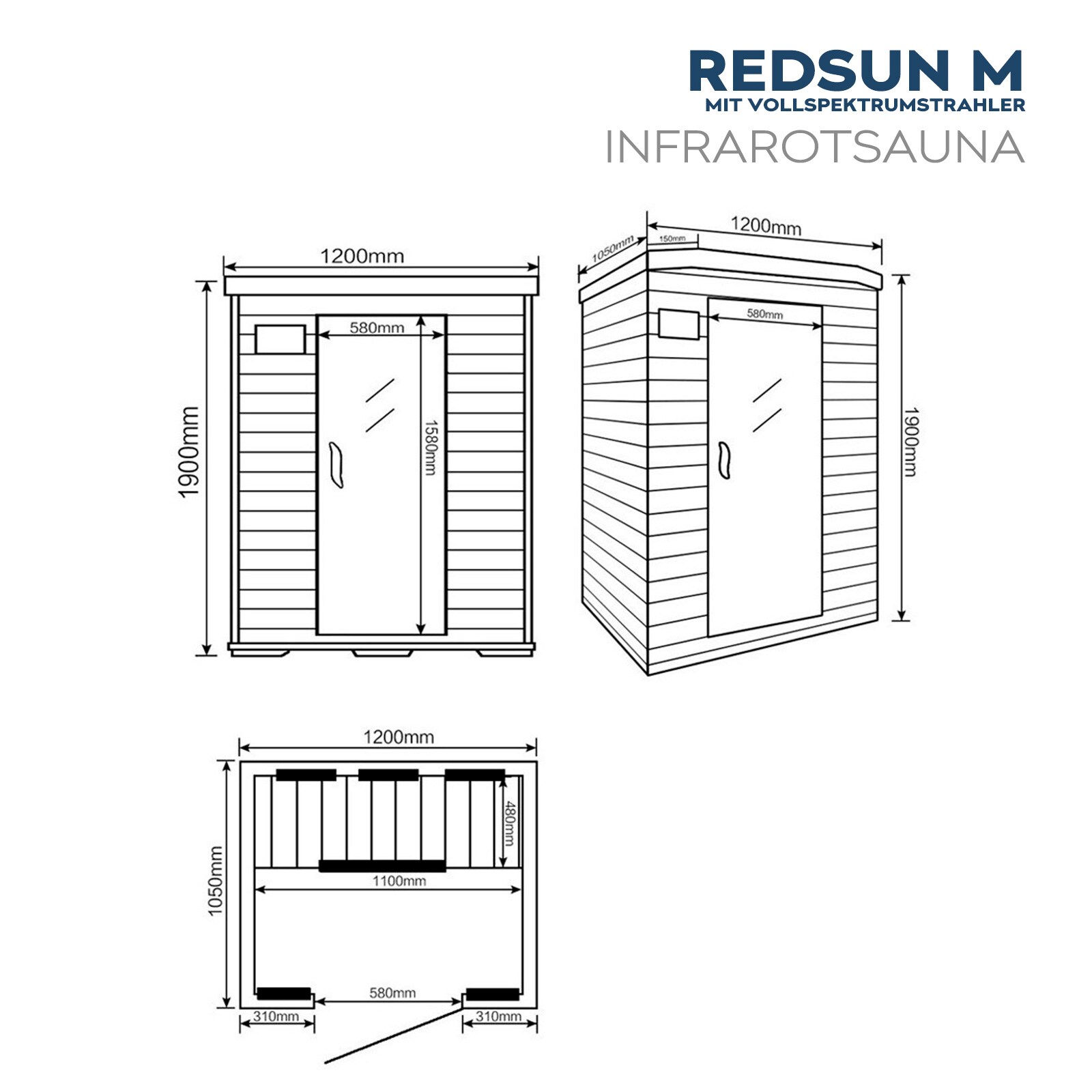 HOME DELUXE Infrarotkabine REDSUN - M mit Vollspektrumstrahler
