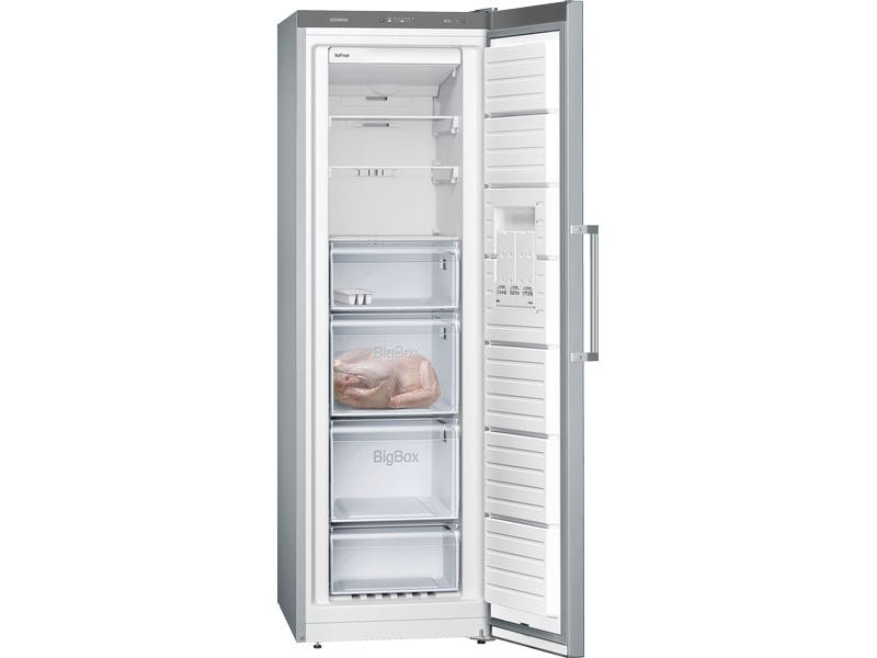 Siemens Gefrierschrank GS36NVIEP Rechts/Wechselbar, Silber Stand-Gefrierschrank