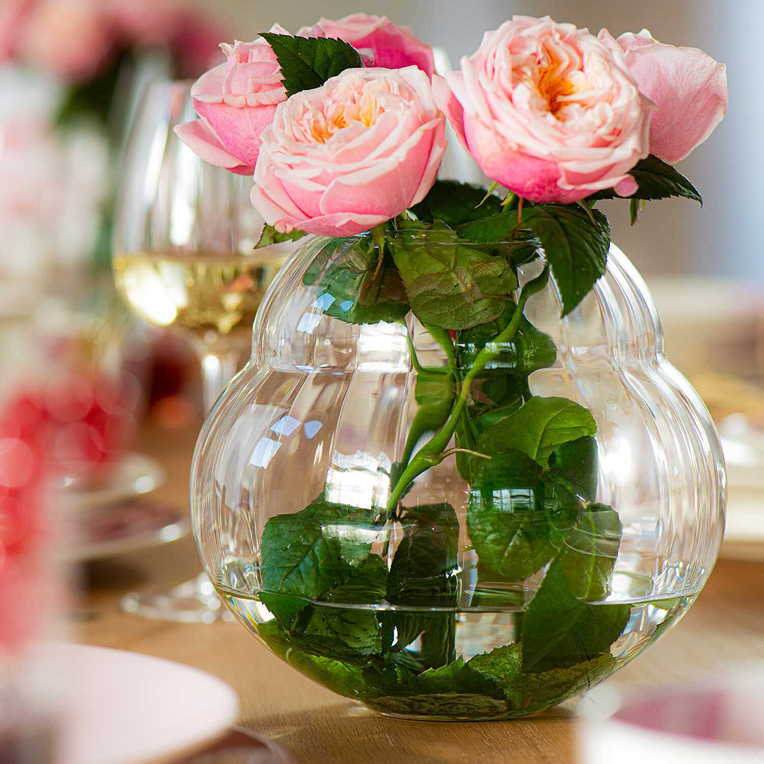 Rose Garden Vase Clear, 7.5'' x 6.7'', crystal glass